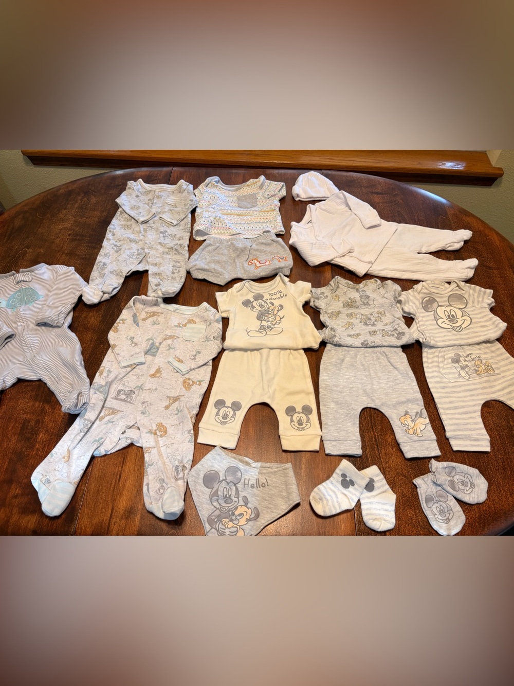 Baby Mickey Mouse & Assorted Neutral Baby Clothes Bundle